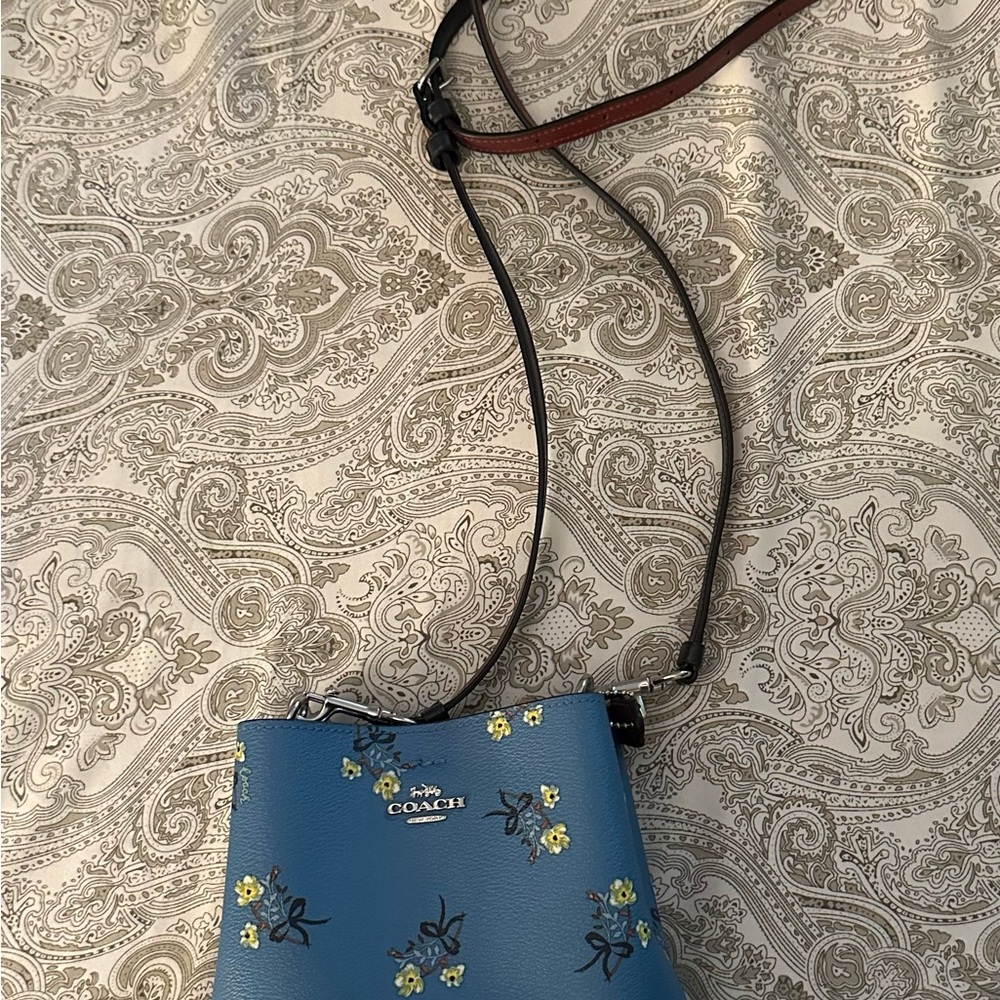 Coach Blue Crossbody Bag with Floral Design